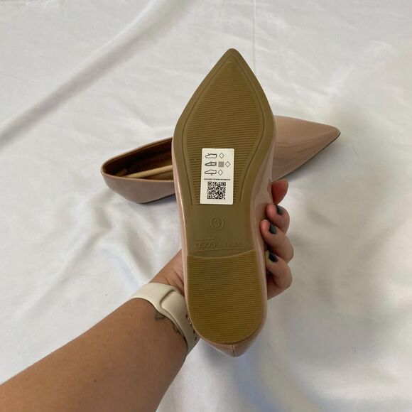 NEW ASOS DESIGN Preppy Patent Blush Pink Nude Lucky Pointed Ballet Flats US 5 - Picture 6 of 7